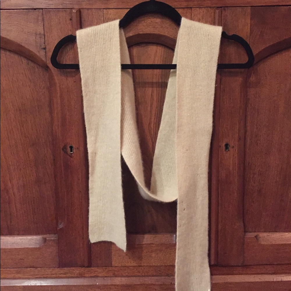Soft Cream Scarf, Subtle Gold Accents
